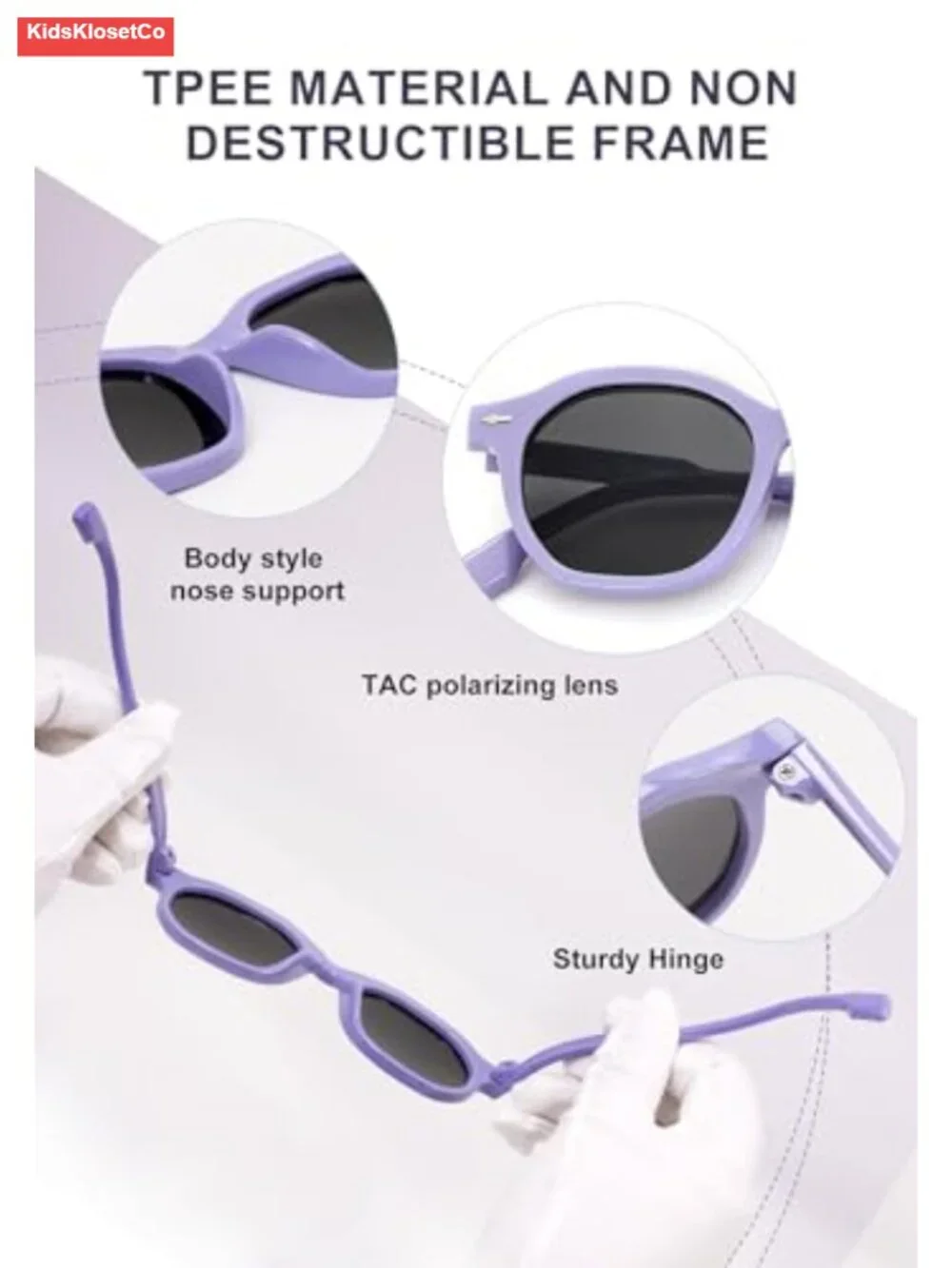 Kids Polarized Sunglasses UV400 Protection TPEE Rubber Round Frame